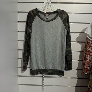 Pink Lily Gray and Camouflage‎ Long Sleeve Shirt